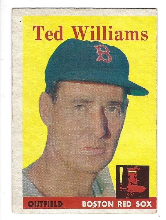 Nice 1958 Topps card of Boston Red Sox HOF legend OF. Ted Williams #1-Ex+