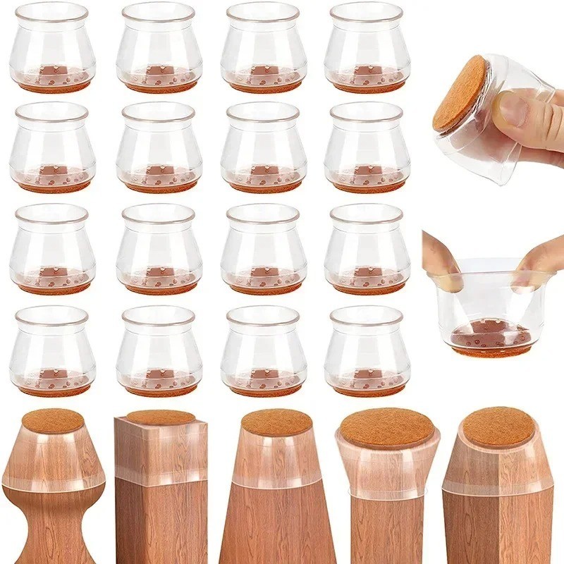 24pcs Silicone Chair Leg Caps Covers Furniture Table Feet Pads Floor Protectors