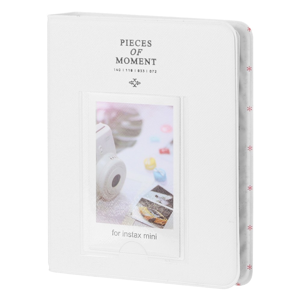 64 Pockets Photos Album, Leather Cover 2 x 3 Small Photo Album, (White)