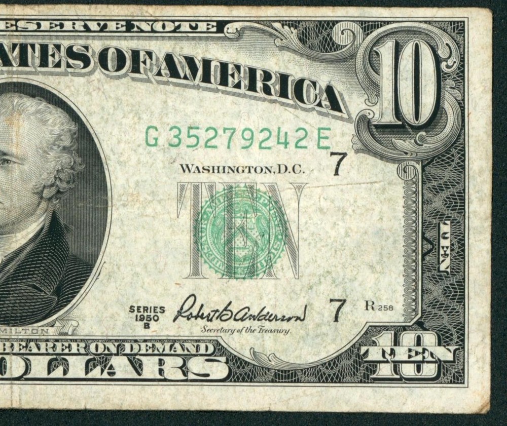 $10 1950 Federal Reserve Note ** PAPER CURRENCY AUCTIONS