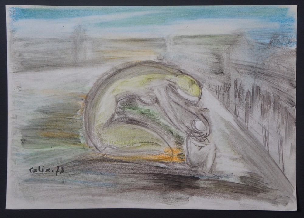 Robert Calix 1919-2008 Mother and Child Drawing Signed Original Artwork