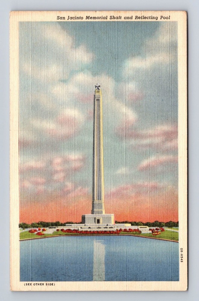 Houston TX-Texas, San Jacinto Memorial Shaft Battleground Vintage c1944 Postcard