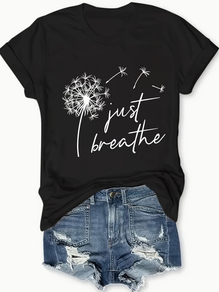 Just Breathe Dandelion T-Shirt | Minimalist Wellness Graphic Tee