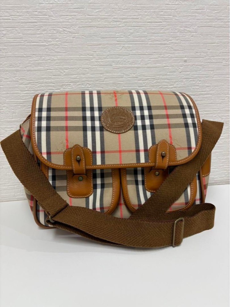 Burberry Shoulder Bag Nova Check PVC Brown Authentic F10251692