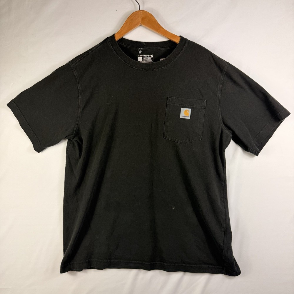 Carhartt T-Shirt Men's L Relaxed Fit Black Short Sleeve Pocket Tee