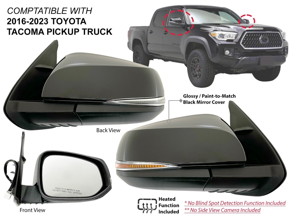 2016-2023 Toyota Tacoma Heated Turn Signal Mirror Pair PTM Cap RH LH