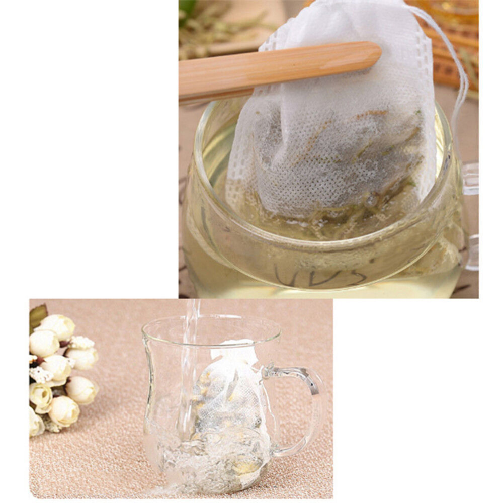 100 Non-Woven Drawstring Tea Bags for Loose Leaf Tea and Powder Filters