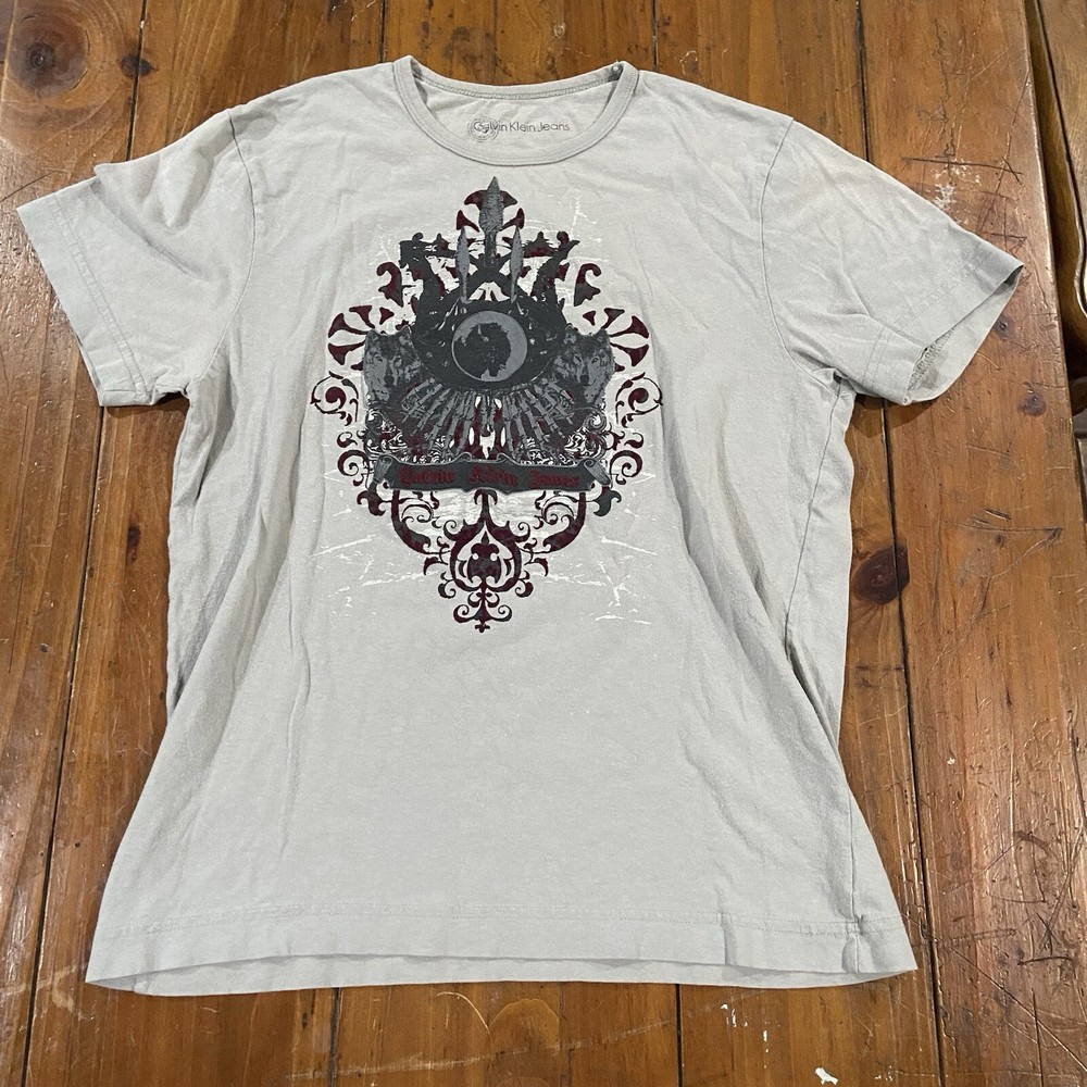Vintage 90s Y2K Calvin Klein Jeans Abstract Photograph T Shirt M Buffalo-image