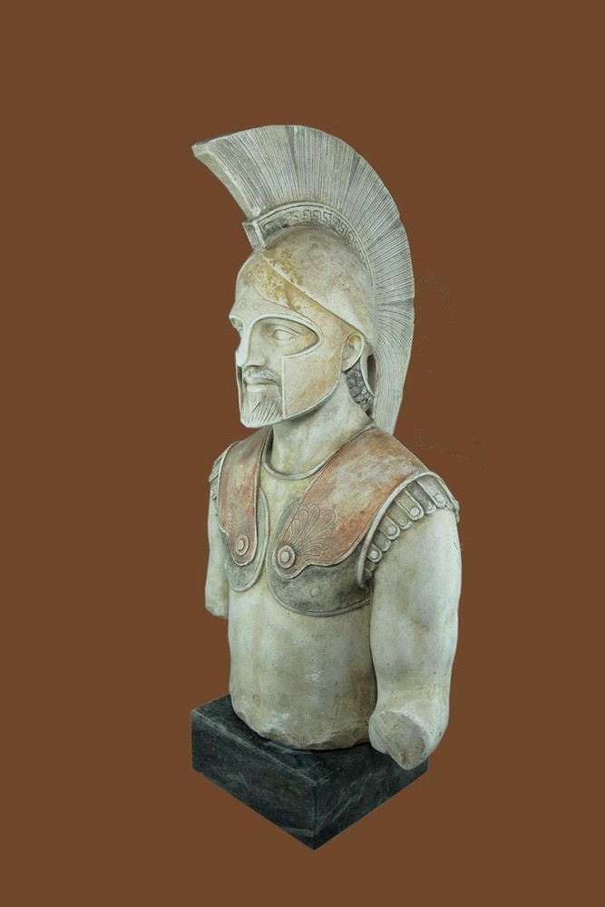 Achilles Bust Ancient Greek Trojan War Hero Handmade Plaster Sculpture-image