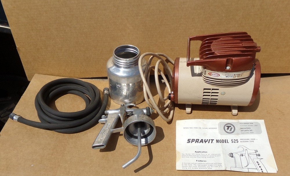 1967 Craftsman Sprayit Mdl 600 Diaphragm Air Compressor & 525 Paint Gun