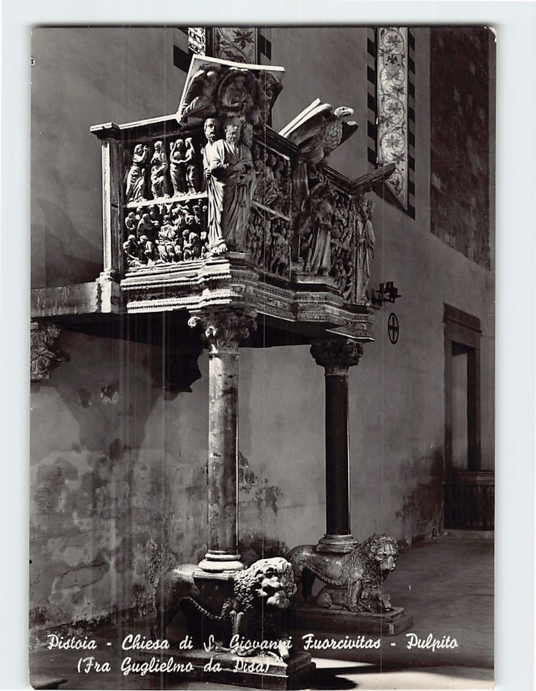 Postcard Pulpit Church of San Giovanni Fuorcivitas in Pistoia Italy