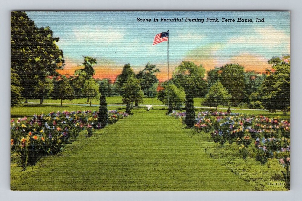 Indiana IN Terre Haute Scene IN Beautiful Deming Park Vintage Postcard