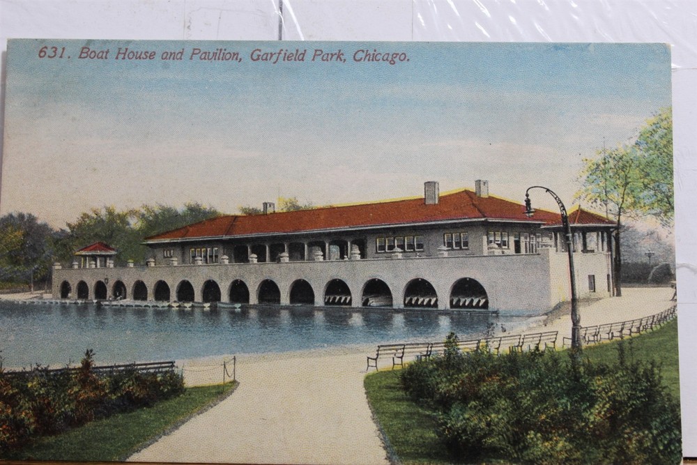 Illinois IL Chicago Garfield Park Boat House Pavilion Postcard Old Vintage Card