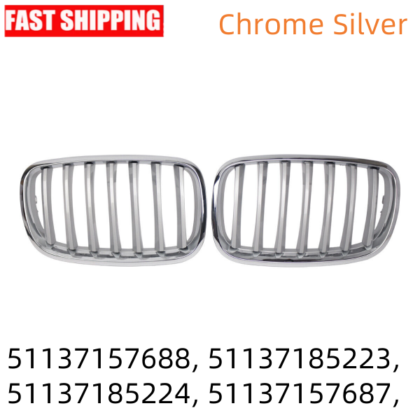 Pair Chrome Silver Grill Front Bumper Grille 51137157687 For BMW X5 X6 E70 E71