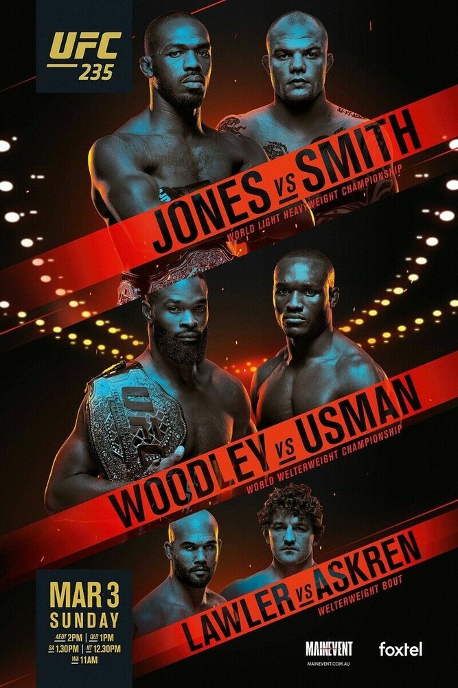UFC 235 Poster JONES vs SMITH Fight Poster Premium Quality Choose your Size