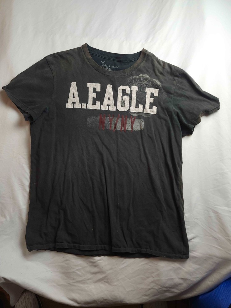 American Eagle Shirt Mens Large Black Graphic Print Short Sleeve Tee Crew Neck