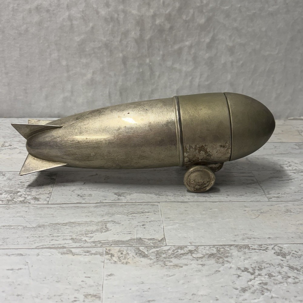 Vintage Art Deco Silver Plated Zeppelin Cocktail Martini Shaker