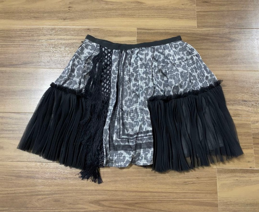 Sacai S Pleated Fringe Skirt Women's Vintage Condition Excellent Size S