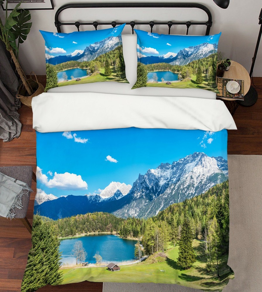 3D Mountain Lake ZHUA235 Bed Pillowcases Quilt Duvet Cover Set Queen King Zoe