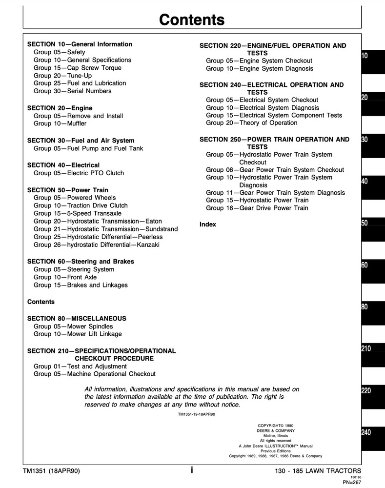 John Deere 130 160 165 175 180 185 service manual