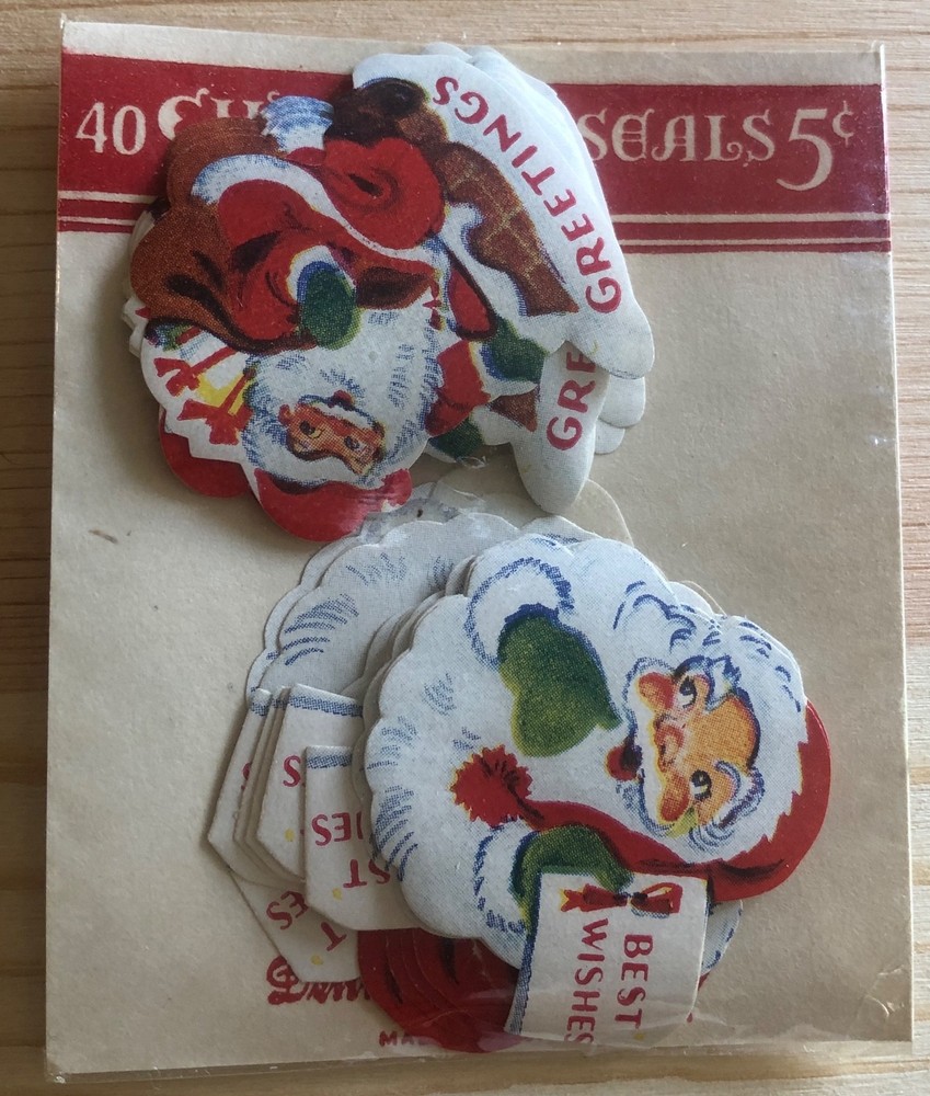 Vintage Dennison Christmas Seals 40 Small New In Package