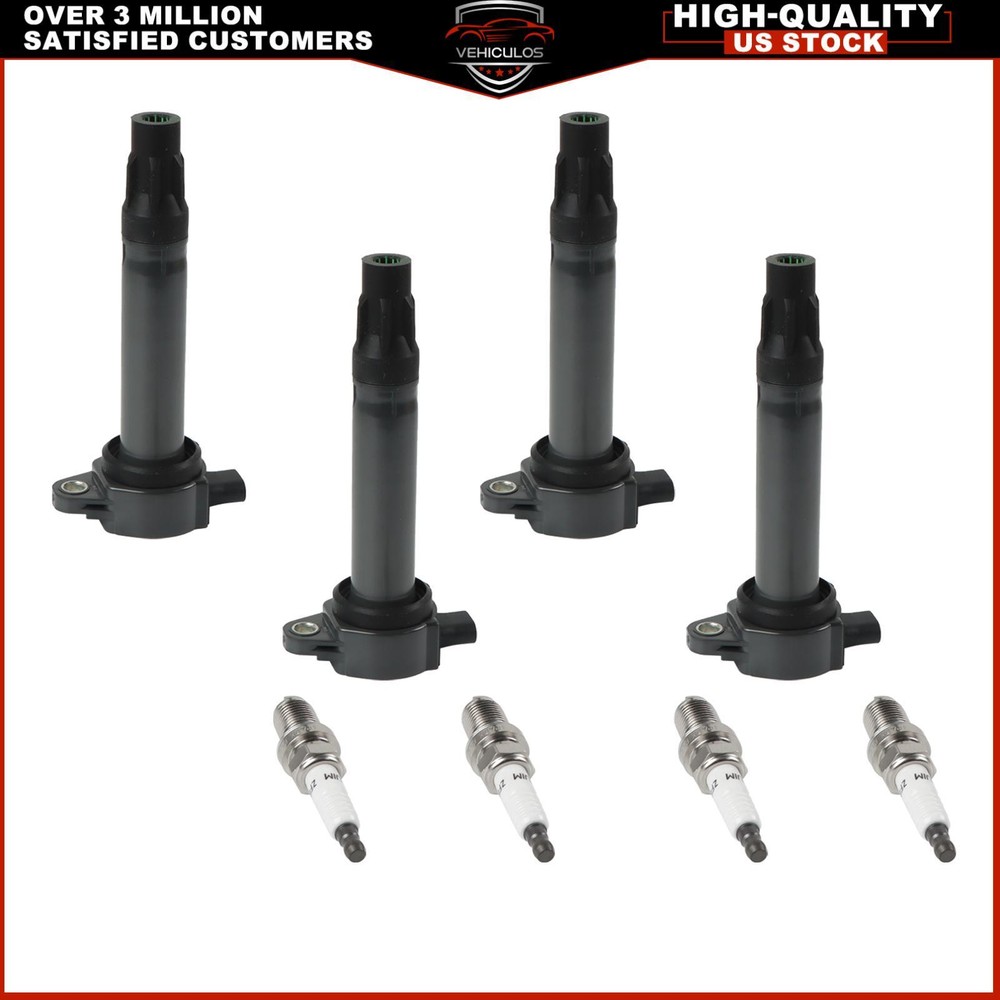 4Pcs Ignition Coils & Spark Plugs Compatible with Dodge Journey Jeep Compass 2L 2.4L UF557