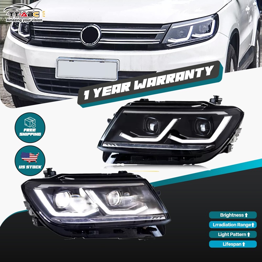 LED Sequential Headlights for Tiguan 2013-2017 1st Gen DRL Front Lamps RH+LH