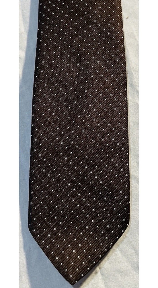 Principe 100% Polyester Polka Dot Tie Brown White Classic Men's Necktie