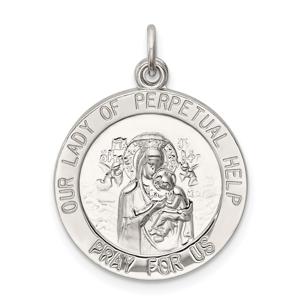 Sterling Silver Our Lady of Perpetual Help Medal Pendant 1.8gm L-26 mm, W-18 mm