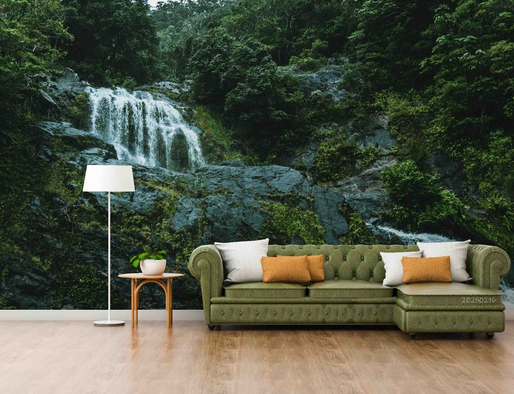3D Forest Waterfall Landscape Wall Murals Wallpaper Murals Wall Sticker
