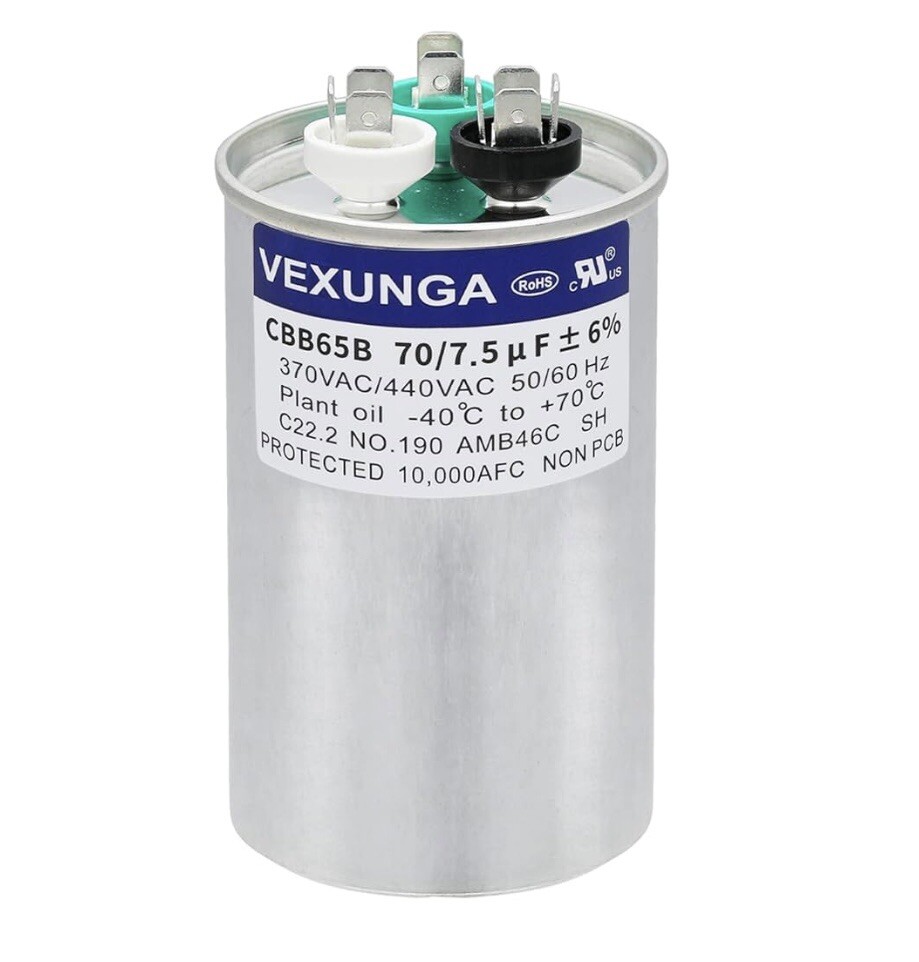 70+7.5 uF Dual Run Capacitor 370/450V CBB65B for HVAC AC Motor Fan