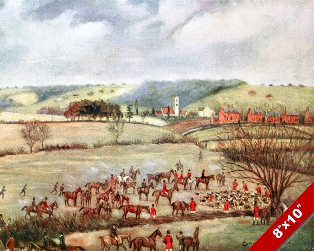 BELVOIR ENGLAND FOX HUNT HORSE EQUESTRIAN HUNTING ART PAINTING REAL CANVAS PRINT