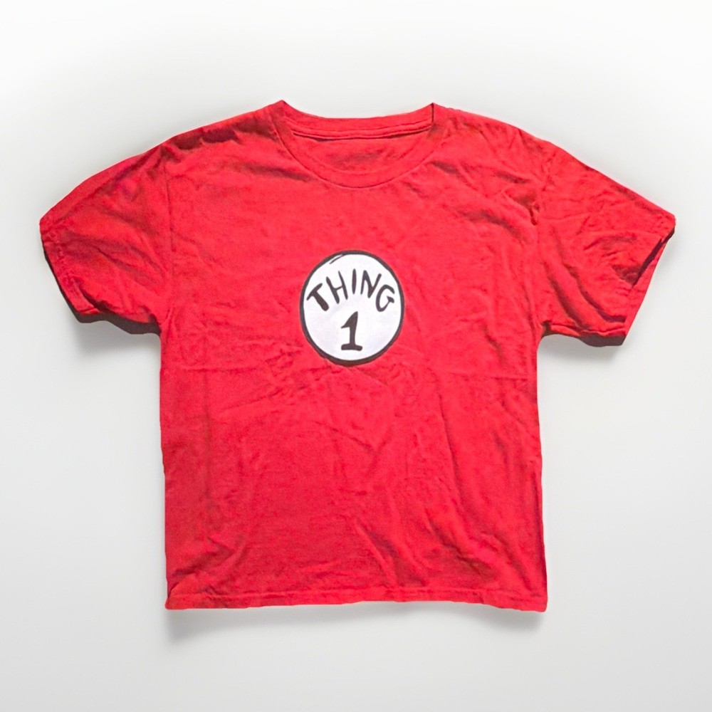 Dr. Seuss Red Men's T-Shirt XS Crew Neck Short Sleeve Graphic Thing 1 Cotton