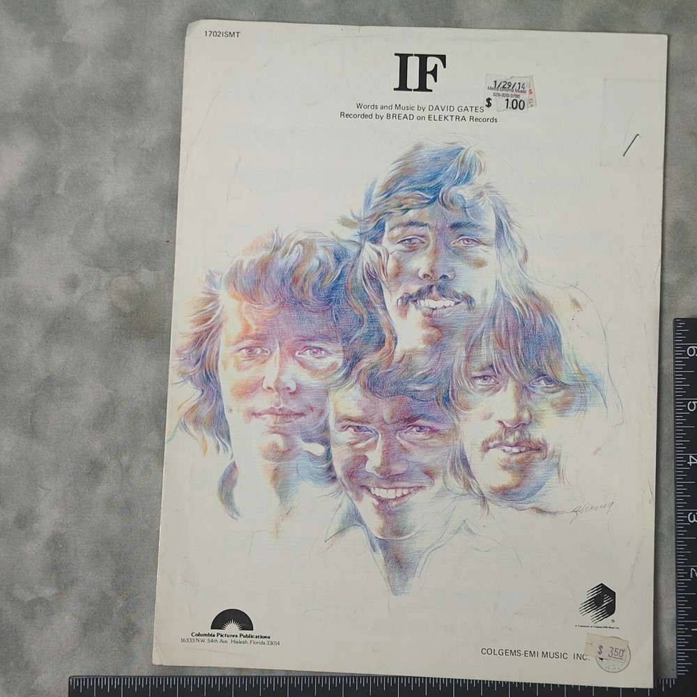 1971 Bread IF Sheet Music David Gates Elektra Colgems-EMI Piano Vocal Guitar 70s