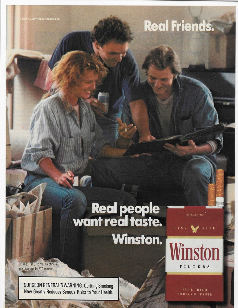 Real Friends.  Winston Filters  Cigarettes Original Print Ad
