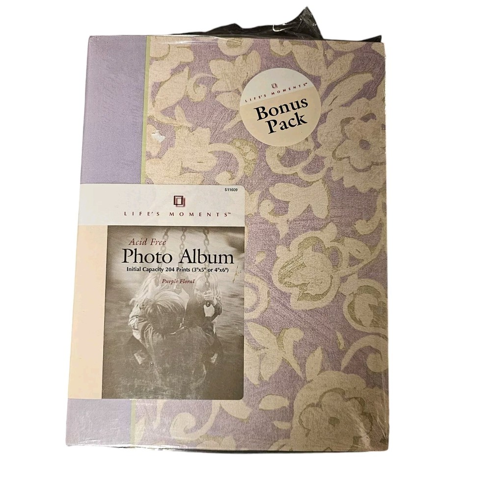 Photo Albums Life's Moments Acid Free 2 Pack Purple Floral New 3x5 4x6 Pictures-image