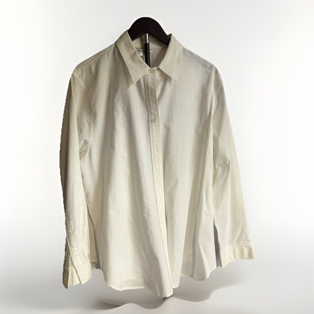 Jones New York Sport Button Up Shirt Women Size 1X White Long Sleeve Linen Blend