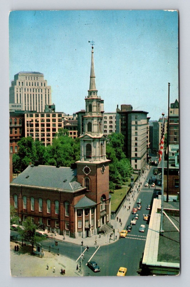 Boston MA-Massachusetts, Park Street Church, Brimstone Corner, Vintage Postcard