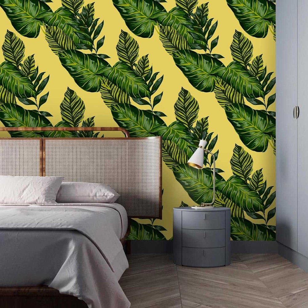 3D Green Plant Leaves Pattern Wall Murals Wallpaper Murals Wall Sticker