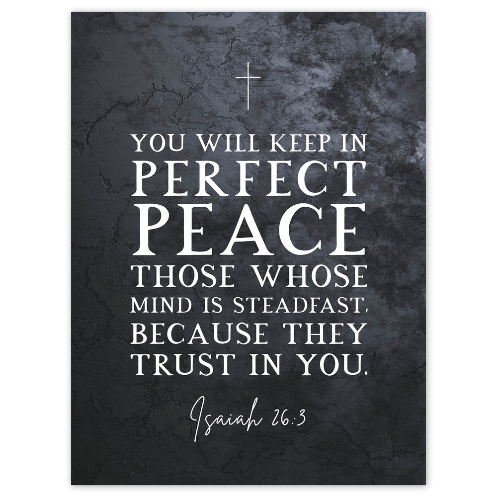 Isaiah 26:3 Perfect Peace Bible Verse Large Art Print 18X24 Trust in God Decor