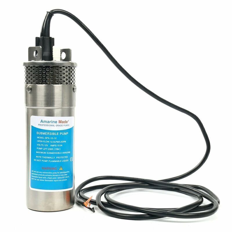 AmarineMade 12V DC Submersible Deep Well Water Pump Energy Solar Battery Powered