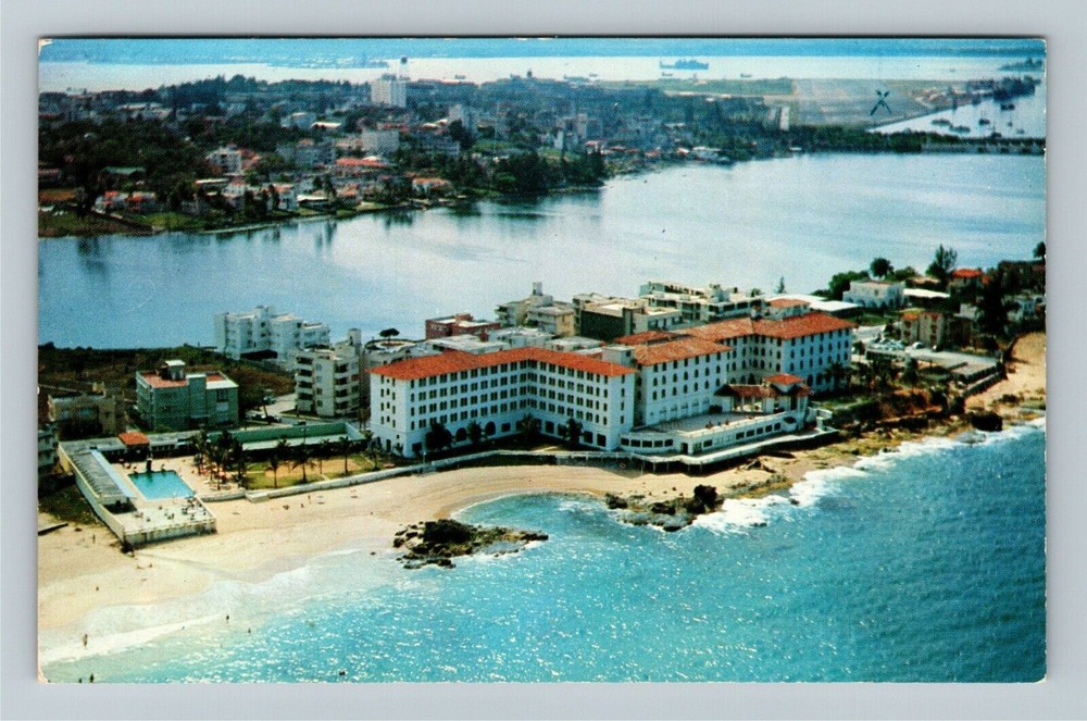 San Juan PR-Puerto Rico, Condado Beach Hotel Vintage Souvenir Postcard