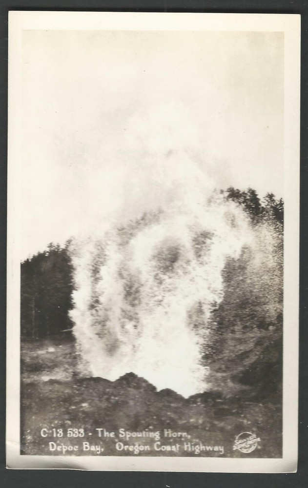 OREGON COAST HIGHWAY The Spouting Horn Depoe Bay RPPC Sawyer Real Photo Postcard