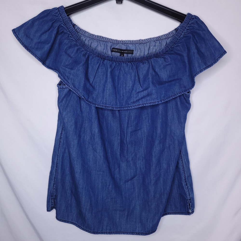 White House Black Market Top Medium Off The Shoulder Denim