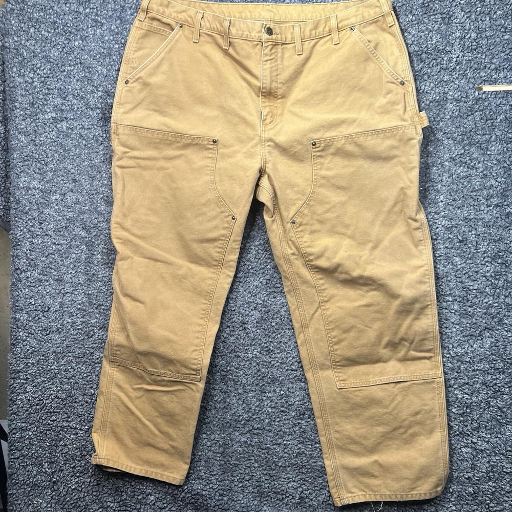 CARHARTT Men’s 44 x 30 Brown Duck Double Knee Work Pants Jeans B136