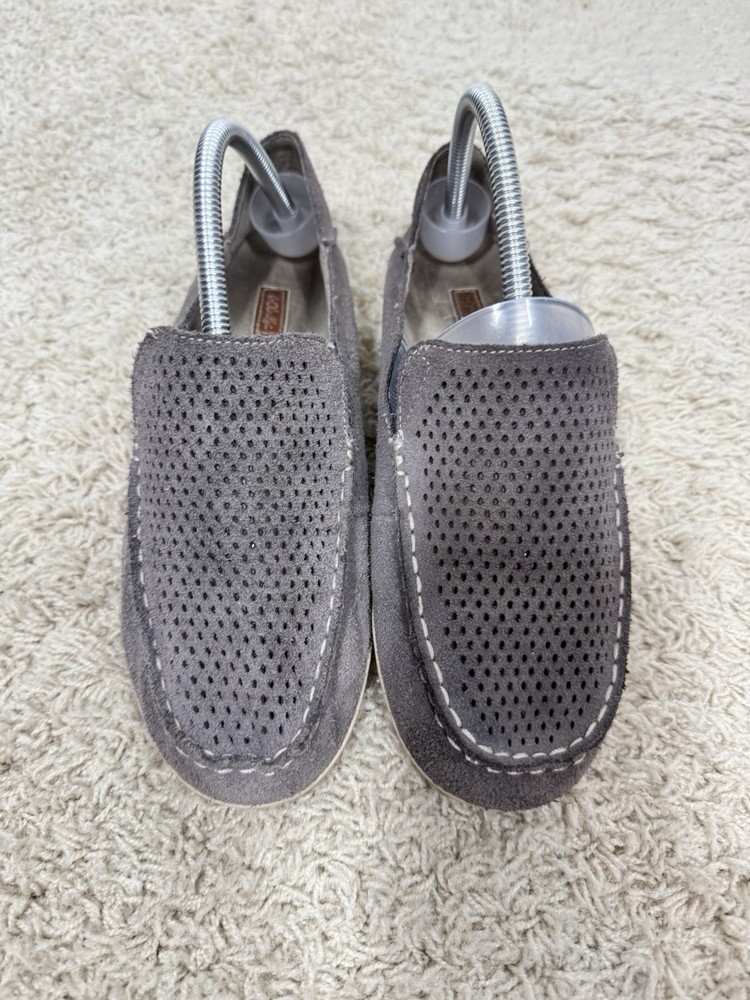OluKai Nohea Nubuck Gray Perforated Slip On Comfort Shoes Women's Size 8 Hawaii