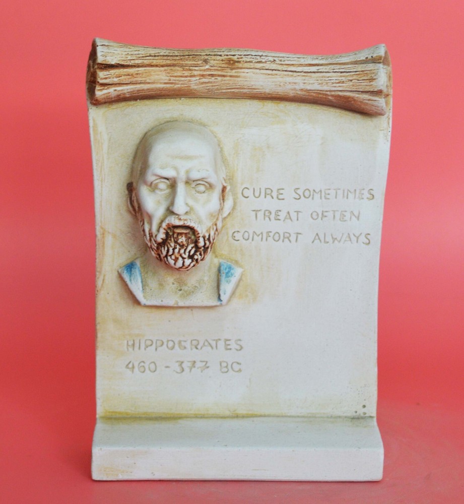 Hippocrates Small Relief Sculpture Featuring the Father of Western Medicine and the Hippocratic Oath