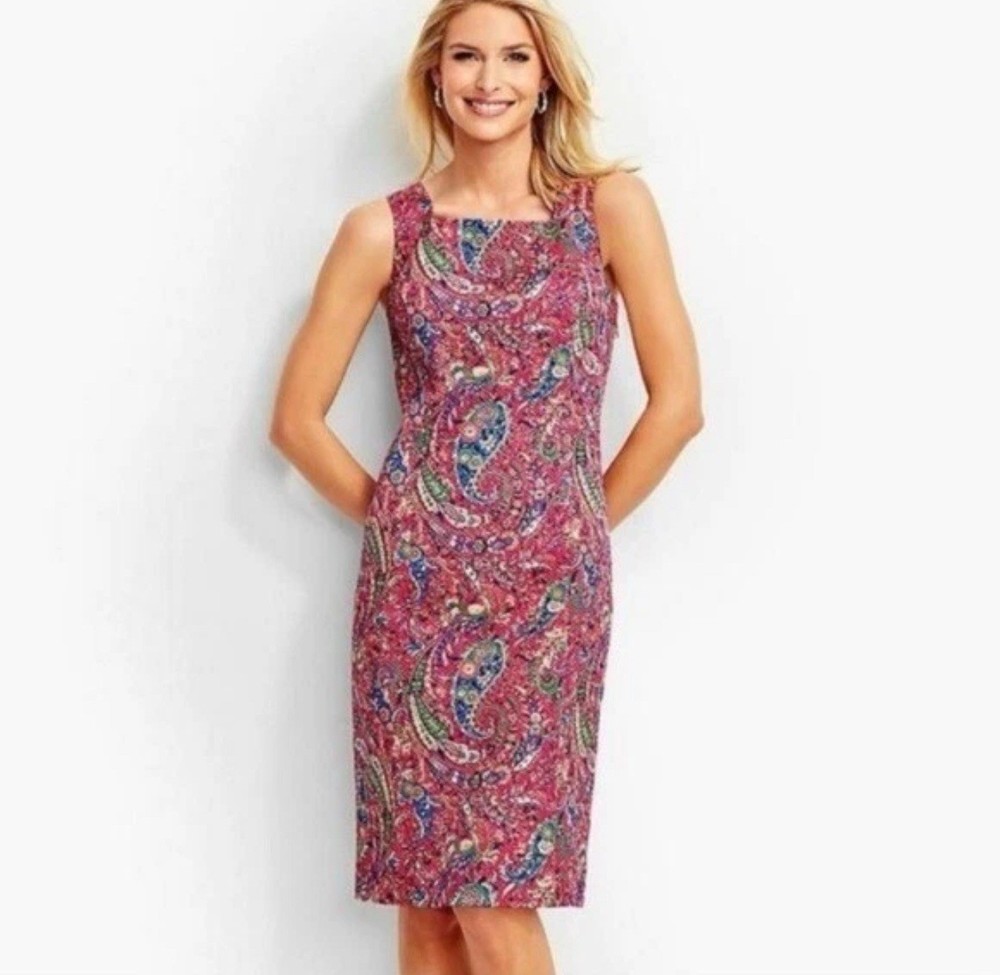 Talbots Women’s Size 6 Sleeveless Round Neck Bonaire Paisley sheath dress