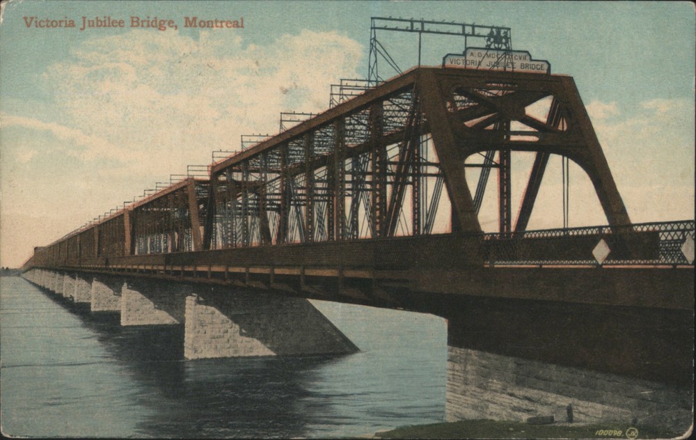 Montreal, Canada Victoria Jubilee Bridge, Quebec QC Original Vintage Postcard