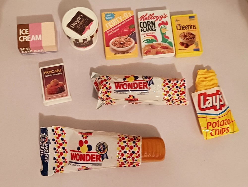 Dollhouse Miniature Food Cheerios Wonder Bread Lays Chips Kellogg's Corn Flakes
